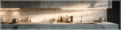  # A Subtly Lit White Marble Kitchen

The morning light filters through sheer curtains, casting gentle...