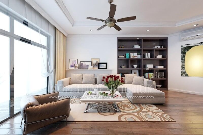 thiết kế sofa góc L hiện đại MS-027 bọc nỉ cao cấp đẹp cho phòng khách nhà riêng